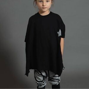 Nununu Silver Star Poncho Girls 3-4 Years Black Glitter Pullover New Oversized